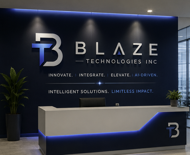 Blaze Technologies reception and office branding