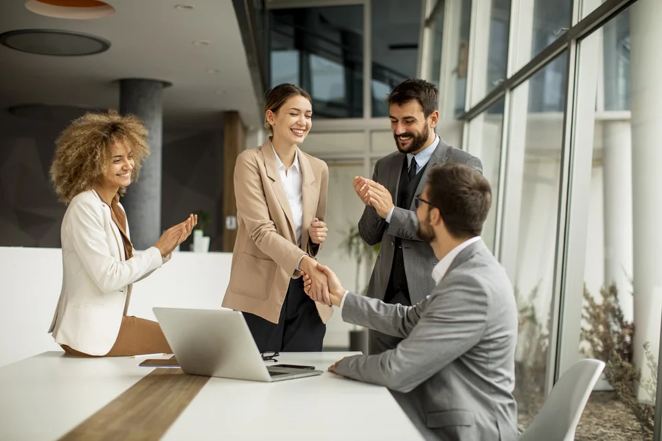 Vendor meeting handshake